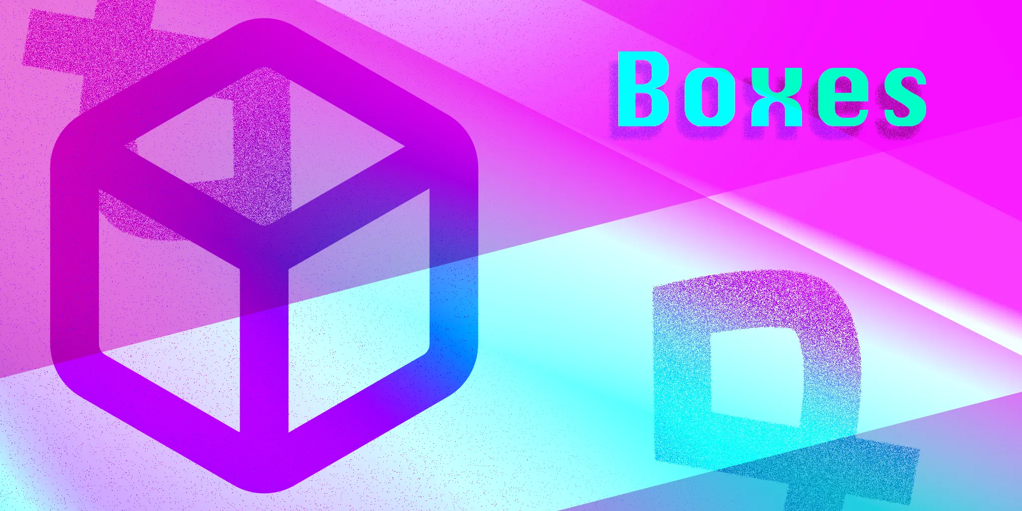 Artwork with a box icon, Yaad logo, and the text 'Boxes' in a postmodern style.